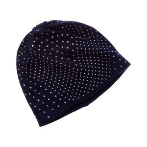 Sofiacashmere Snake Heatset Cashmere Beanie, Navy